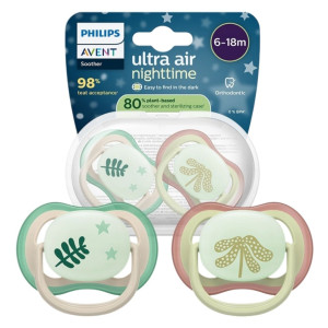 Philips Avent Ultra Air Nighttime Smoczek ortodontyczny 6-18 m - 2 sztuki
