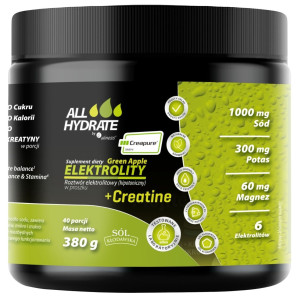 Aliness ALLHydrate Elektrolity + Creatine Creapure, zielone jabłko - 380 g