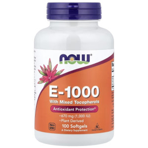 NOW Foods Witamina E 1000 IU z mieszanymi tokoferolami - 100 sztuk