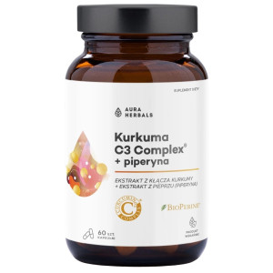 Aura Herbals Kurkuma 500 mg C3 Complex + Piperyna - 60 kapsułek