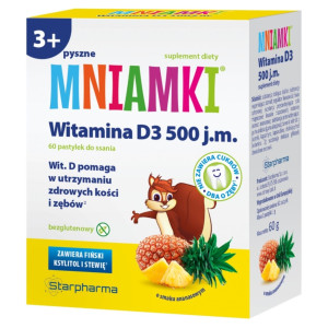 Mniamki Witamina D3 Pastylki do ssania, smak ananasowy - 60 sztuk