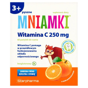Mniaminki Witamina C 250 mg pastylki do ssania, pomarańcza - 60 sztuk