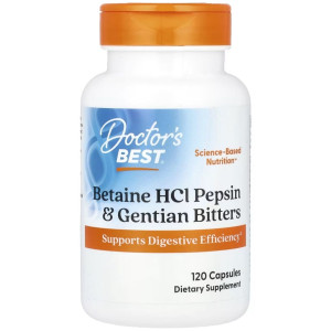 Doctor's Best Betaine HCl Pepsin & Gentian Bitters - 120 kapsułek