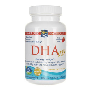 Nordic Naturals DHA Xtra 1660 mg smak truskawkowy - 60 kapsułek