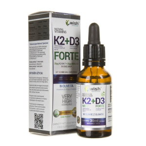 Wish Witamina K2 MK-7 + D3 FORTE w kroplach - 30 ml