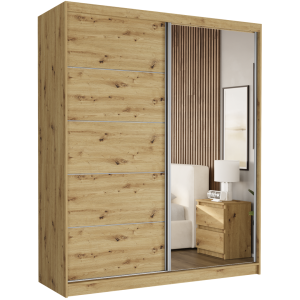 Szafa przesuwna Luna I 183 cm artisan z lustrem 2-drzwi artisan srebrne szprosy