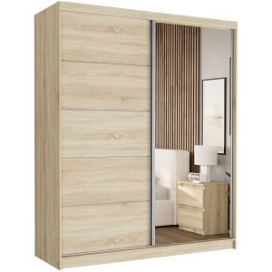 Szafa do sypialni przesuwna 183 x 218 x 60 cm dąb sonoma - LUNA I