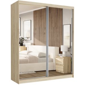 Szafa przesuwna Luna II 183 cm sonoma z 2 lustrami 2-drzwi