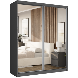 Szafa przesuwna Luna II 183 cm antracyt z 2 lustrami 2-drzwi