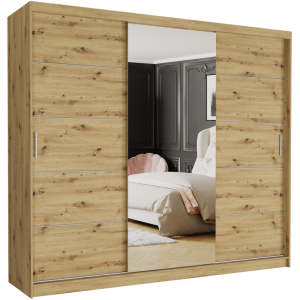 Szafa przesuwna Norvio I 250 cm artisan z lustrem 3-drzwi arisan srebrne szprosy