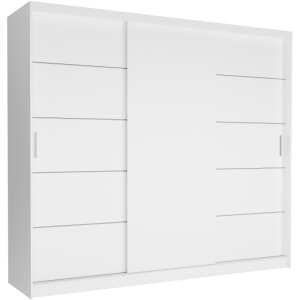 Biała szafa przesuwna trzydrzwiowa 250 x 218 x 60 cm - Norvio III
