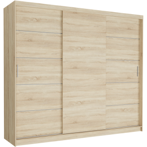 Szafa przesuwna Norvio III 250 cm sonoma 3-drzwi sonoma srebrne szprosy