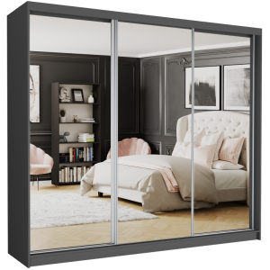 Szafa przesuwna Norvio V 250 cm antracyt z 3 lustrami 3-drzwi