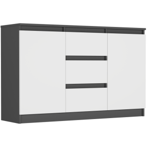 Komoda antracyt mix biały 120x76x33 cm, 3 szuflady i 2 drzwi, Framire R-120-S3