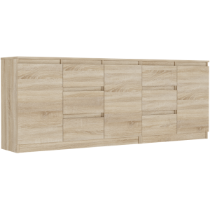 Zestaw komód sonoma, 200x76x33 cm łącznie (120+80 cm), 6 szuflad, 3 drzwi, Framire R-200-S6