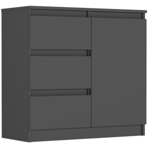Komoda antracyt 80x76x33 cm, 3 szuflady i 1 drzwi, Framire R-80-S3