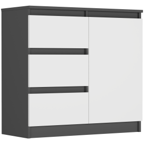 Komoda antracyt mix biały 80x76x33 cm, 3 szuflady i 1 drzwi, Framire R-80-S3