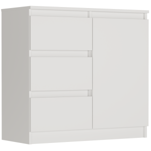 Komoda biały 80x76x33 cm, 3 szuflady i 1 drzwi, Framire R-80-S3
