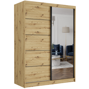 Szafa przesuwna Rivano IA 150 cm artisan z lustrem 2-drzwi artisan czarne szprosy