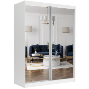 Biała szafa z lustrami 150 x 200 x 60 cm - RIVANO II