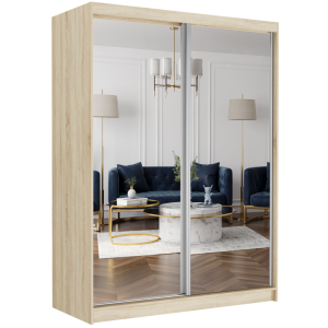 Szafa przesuwna Rivano II 150 cm sonoma z 2 lustrami 2-drzwi