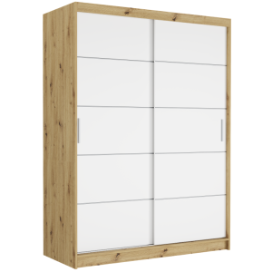 Szafa przesuwna Rivano IV 150 cm artisan 2-drzwi białe srebrne szprosy