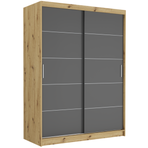 Szafa przesuwna Rivano IV 150 cm artisan 2-drzwi antracyt srebrne szprosy