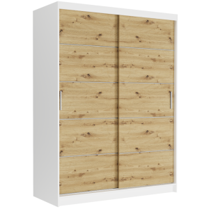 Szafa przesuwna Rivano IV 150 cm biała 2-drzwi artisan srebrne szprosy