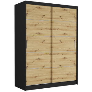 Szafa przesuwna Rivano IV 150 cm czarna 2-drzwi artisan srebrne szprosy