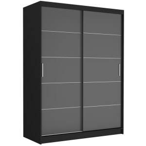 Szafa przesuwna Rivano IV 150 cm czarna 2-drzwi antracyt srebrne szprosy