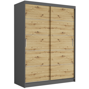 Szafa przesuwna Rivano IV 150 cm antracyt 2-drzwi artisan srebrne szprosy