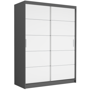 Szafa przesuwna Rivano IV 150 cm antracyt 2-drzwi białe srebrne szprosy