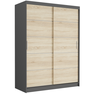 Szafa przesuwna Rivano IV 150 cm antracyt 2-drzwi sonoma srebrne szprosy