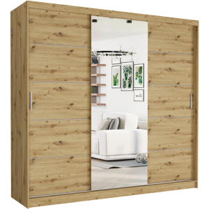 Szafa przesuwna 230 z lustrem dąb artisan 233 x 218 x 60 cm - SELVIO I