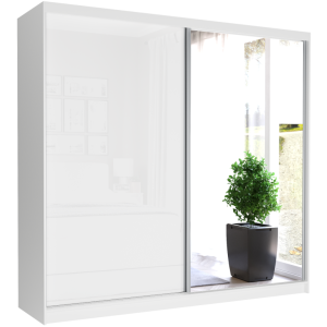 Szafa przesuwna Selvio V 233 cm biała z lustrem 2-drzwi biały półpołysk
