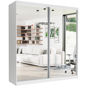 Szafa przesuwna Tivaro II 203 cm biała z 2 lustrami 2-drzwi białe