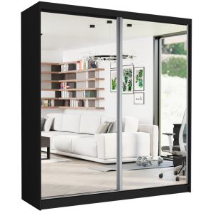 Szafa przesuwna Tivaro II 203 cm czarna z 2 lustrami 2-drzwi