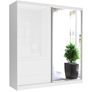 Szafa przesuwna Tivaro V 203 cm biała z lustrem 2-drzwi biały półpołysk
