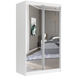 Szafa przesuwna Vega II 120 cm biała z 2 lustrami 2-drzwi