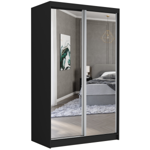 Szafa przesuwna Vega II 120 cm czarna z 2 lustrami 2-drzwi