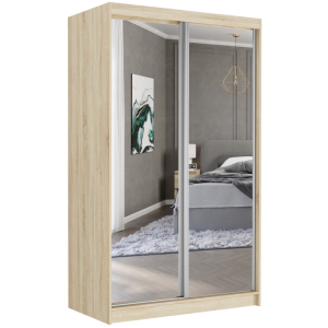 Szafa przesuwna Vega II 120 cm sonoma z 2 lustrami 2-drzwi
