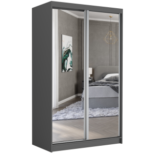 Szafa przesuwna Vega II 120 cm antracyt z 2 lustrami 2-drzwi