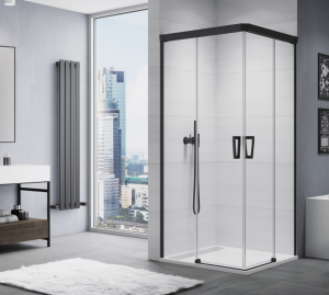 Ronal - Sanswiss Cadura 70 x 90 cm wejście narożne rozsuwane dwuczęściowe czarna