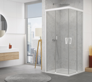 Ronal - Sanswiss Cadura kabina 70 X 120 cm wejście narożne rozsuwane dwuczęściowe białe