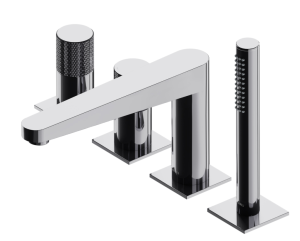 Omnires CONTOUR bateria wannowa 4-otworowa z rączką prysznicową chrom