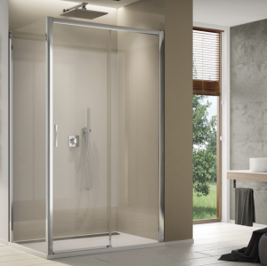 Ronal - Sanswiss Top Line S kabina drzwi jednoczęściowe ze ścianką stałą w linii prawe ze ścianką boczną 100 x 80 cm