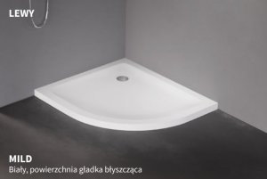 New Trendy MILD Brodzik półokrągły asymetryczny 80x90x4,5 cm lewy biały