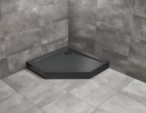 PROMOCJA Radaway Doros PT Compact brodzik 80x80 pięciokątny Stone Czarny