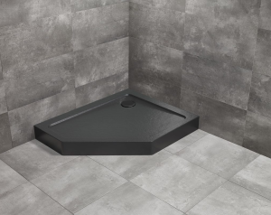 PROMOCJA Radaway Doros PT E Compact brodzik 100x80 Prawy pięciokątny asymetryczny Stone Czarny