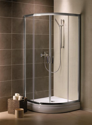 PROMOCJA Radaway Premium Plus Kabina półokrągła 80x80 cm ze ściankami tylnymi szkło Fabric